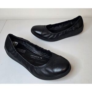 Fitflop FF2 Black Leather Ballet Flats Cap Toe – Size 11 EUR 43